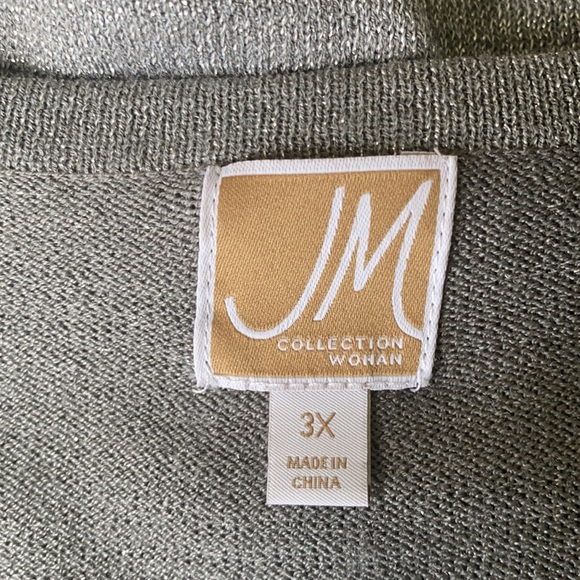 JM Collection  silver V-neck sweater Size 3X - Picture 5 of 6